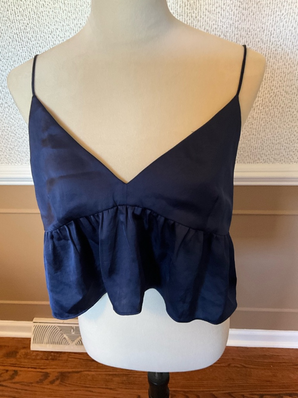 Little Moon Navy Spaghetti Strap Peplum Cami